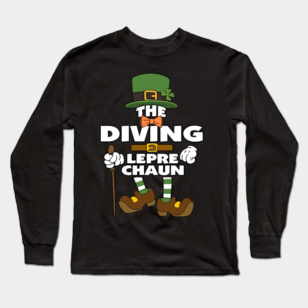 The Diving Leprechaun St Patrick's Day Celebration Matching Outfits Group Attire Long Sleeve T-Shirt by HappyGiftArt